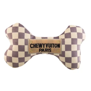 Checker Chewy Vuiton Bone Squeaker Dog Toy (Copy)